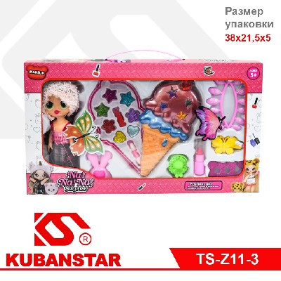 Набор детской косметики "Мороженко"+ куколка Na!Na!Na(тени, накладные ногти, резинка,заколка,помада)
