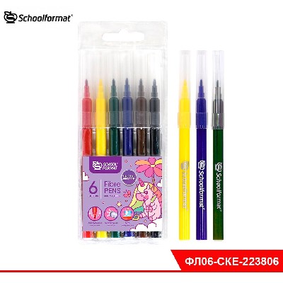 Фломастеры Schoolformat СКАЗОЧНЫЙ ЕДИНОРОЖЕК 6 цв. кругл. корп. стандартные круглая карт.уп