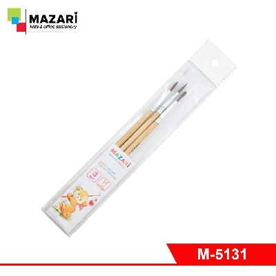 Набор кистей художественных, 3шт (№ 1, 2, 3 круглые), белка, обойма обжимная, ручка деревянная, лак.