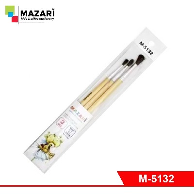 Набор кистей художественных, 3шт (№ 2, 3, 4 круглые), пони, обойма обжимная, ручка деревянная, лак.