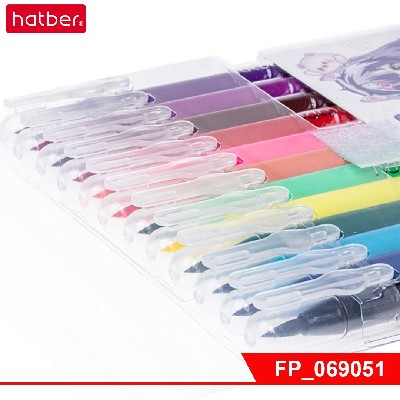 Фломастеры Hatber 12 цв. кистевидные S-Brush-АНИМЕ- в  ПВХ чехле с европодвесом