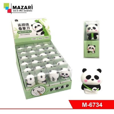 Точилка пластиковая PANDA, 1 отверстие для заточки, ассорти 2 дизайна, ПВХ-упаковка