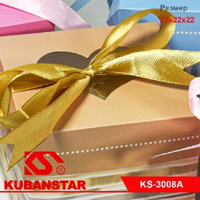 Коробочка для подарка с бантиком, "ПОЛОСОЧКИ" 22*22*22 cm