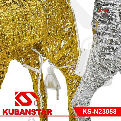 Новогодняя светодиодная фигура "Олень", 2  цвета: золото и серебро, 70 см. в пакете.