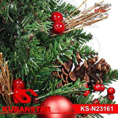 Елка искусственная с украшениями и шишками 45 см.