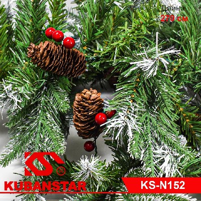 Гирлянда хвойная "Сосна пушистая со снегом и шишками" 270 см.