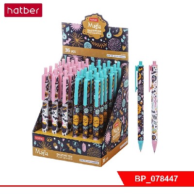 РУЧКА Hatber шариковая Автомат. Magia/Магия Синяя 0,7мм чернила на масл.основе -Ассорти- 36шт в уп.
