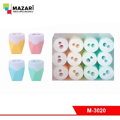 Точилка пластиковая CUP, 2 отверстия для заточки, 4 цвета, с контейнером для стружки