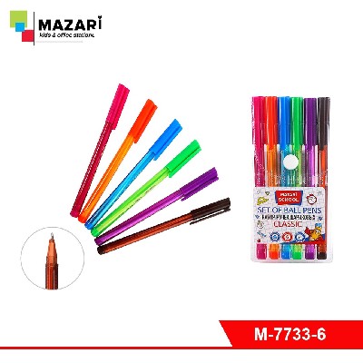 Набор ручек шариковых CLASSIC, 6 цв., пулевидный пиш.узел 1.0мм