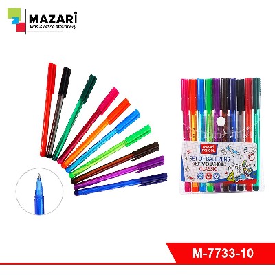 Набор ручек шариковых CLASSIC, 10 цв., пулевидный пиш.узел 1.0мм