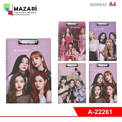 Планшет с верхним прижимом GIRLS BAND, 21.8х31.5 см, толщина 2.3 мм, с линейкой