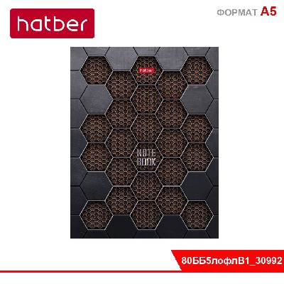 Бизнес-блокнот 80л А5ф 167х216мм 5-цв. блок клетка тв.переплет 3D лак-Векторные линии-