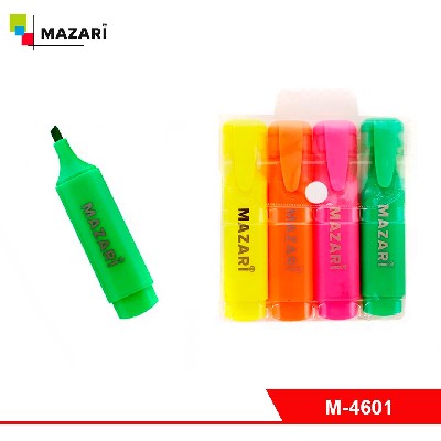 Набор текстовыделителей FIREFLY, 4 цвета (жёлтый, зелёный, оранжевый, розовый), скошенный наконечник