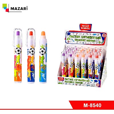 Ластик SPORT, сегментный, термопластичная резина, пластиковый корпус, ассорти 3 цвета