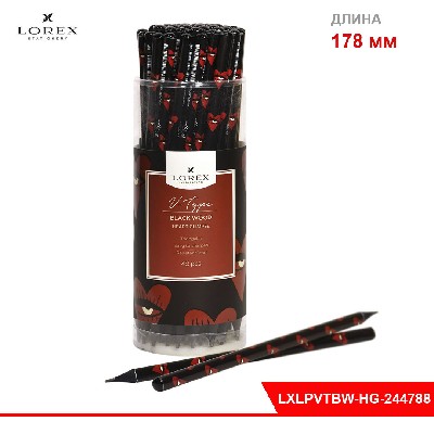 Карандаш чернографит. корпус дерев. LOREX V-TYPE BLACK WOOD HEART GLIMPSE НВ заточенный трехгранный