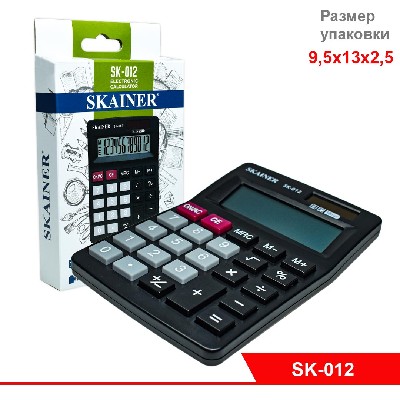 Калькулятор малый настольный (пл., 12 разрд., 2 пит., чер. 102 x 138 x 31 мм)