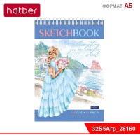 Блокнот SketchBook 32л А5ф 160г/кв.м без линовки. с пошаг. эскизами тв. подложка на гребне-Романтика