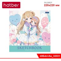 Блокнот SketchBook 40л 220х220мм без линовки 100г/кв.м отрывная склейка -Девочки аниме-