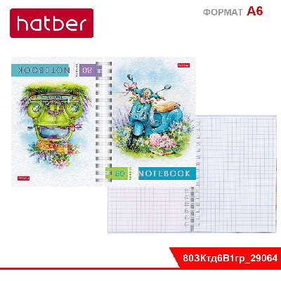 Записная книжка 80л А6ф 2-х цветная клетка с твердой обложкой двойная на гребне -Навстречу лету!-