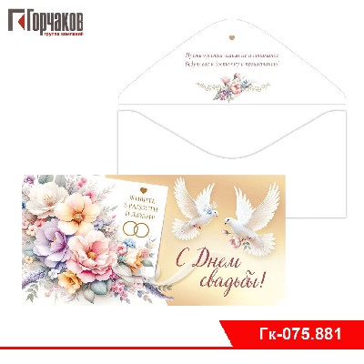 Конверт для денег "С днем свадьбы!"