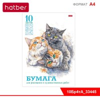 Набор бумаги для рисования и художественных работ 10л А4ф 220гр в папке тиснение-Любимые пушистики-