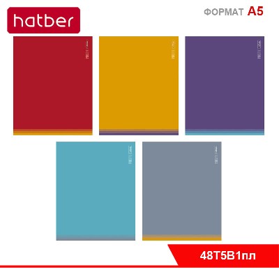 Тетрадь 48л А5ф клетка 60-65г/кв.м Пластиковая обл.  на скобе 5 диз.в блоке серия  -PROстиль-