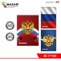 Блокнот А5, 40 л., обложка картон, блок офсет, клетка, на спирали, ассорти 3 дизайна