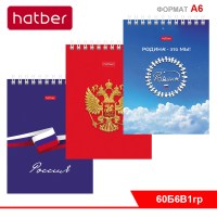 Блокнот 60л А6ф клетка Обл. мел.картон УФ-лак на гребне серия -Россия-