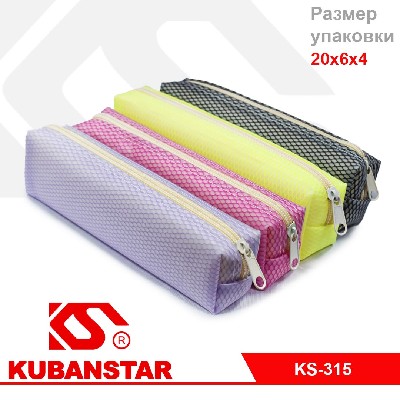 Пенал на молнии в сеточку 6 цв.