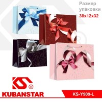 Пакет подарочный "Банты" 38*12*32 цвета в ассортименте
