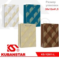 Пакет подарочный "Ромбы" 30*12*41,5 цвета в ассортименте