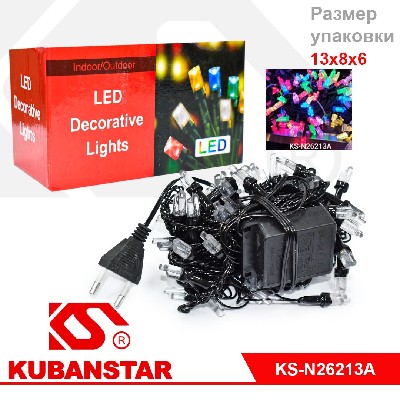 Гирлянда "Льдинка" цветная 70 ламп 9 м.