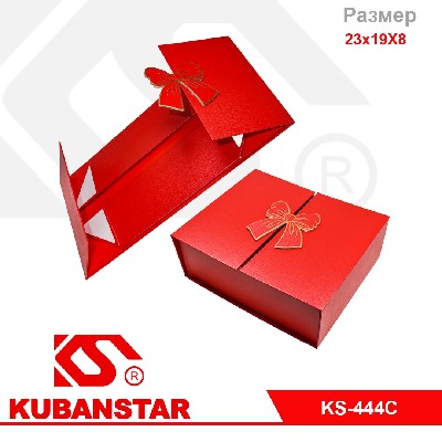 Подарочная коробка в разобранном виде с бантиком 23*19*8 см.
