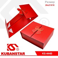 Подарочная коробка в разобранном виде с бантиком 26*21*10 см.