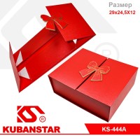 Подарочная коробка в разобранном виде с бантиком 29*24.5*12 см.