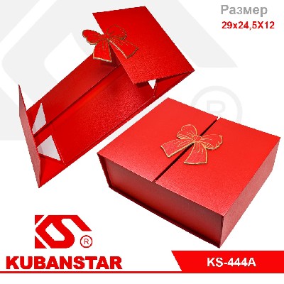 Подарочная коробка в разобранном виде с бантиком 29*24.5*12 см.