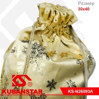 Мешок со снежинками, белые и золотые 30х40
