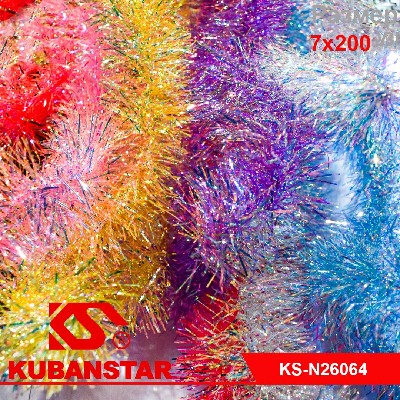 Мишура в ассортименте неон 6 цветов, 7см x 200см,