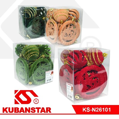 Набор елочных украшений бархат 16 штук в пластиковой упаковке