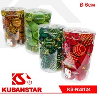 Набор елочных шаров бархат (диаметр 6 см, 25 штук) в пластиковой упаковке