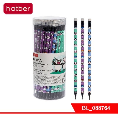 Карандаш чернографитн. Hatber Panda/Панда круглый корпус 72шт. Ассорти "HB" с ластиком заточен