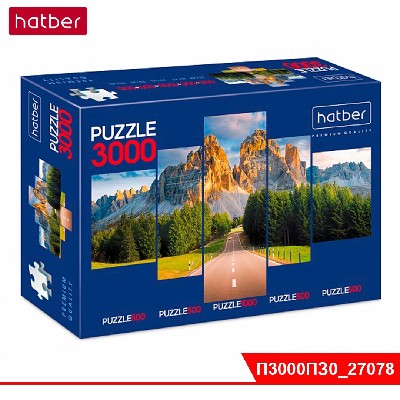 ПАЗЛЫ-ИГРА 500+500+1000+500+500 элементов "5 картинок в 1 коробке"-Дорога к мечте-