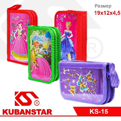 Пенал с двумя молниями, в ассортименте