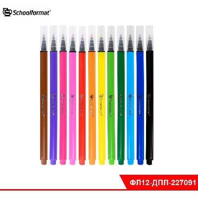 Фломастеры Schoolformat ДИКАЯ ПЛАНЕТА классика 12 цв. трехгран. корп. стандартные с трехгранным захв