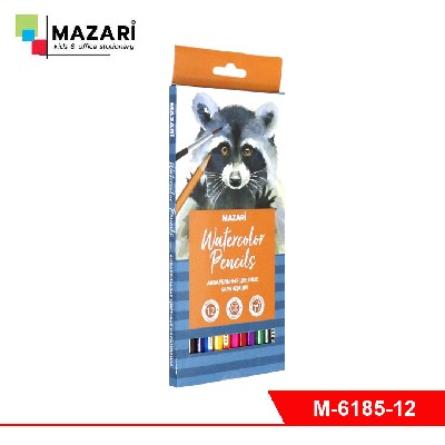 Карандаши цветные акварельные деревянные, 12 цв. шестигранный корпус, d грифеля = 3,3 мм, картонная